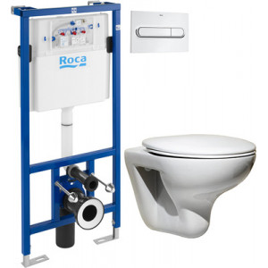 Комплект инсталляция Roca DUPLO WC 89009000K + унитаз Roca Mateo 7346200000 + кнопка смыва Roca PL1 (Рока)