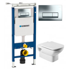 Комплект инсталляция Geberit Duofix Платтенбау 458.125.21.1 4 в 1 + унитаз Roca Dama Senso 346517000