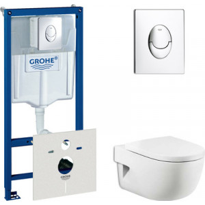 Комплект Инсталляция Grohe Rapid SL 38750001 4 в 1 с кнопкой смыва + Чаша для унитаза Roca Meridian (Рока)