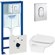 Комплект инсталляция Grohe Rapid SL 38929000 4 в 1 + унитаз Cersanit Carina new clean on slim lift