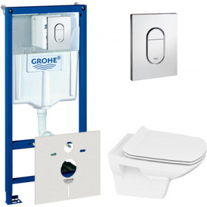 Комплект инсталляция Grohe Rapid SL 38929000 4 в 1 + унитаз Cersanit Carina new clean on slim lift (Церсанит)