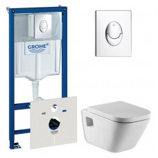 Комплект Инсталляция Grohe 38750001 4 в 1 с кнопкой смыва + унитаз Roca Gap 34647L000