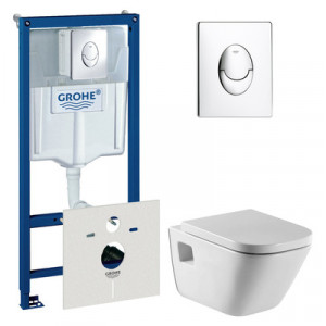 Комплект Инсталляция Grohe 38750001 4 в 1 с кнопкой смыва + унитаз Roca Gap 34647L000 (Рока)