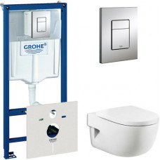 Комплект Инсталляция Grohe Rapid SL 38775001 4 в 1 с кнопкой смыва + Чаша для унитаза Roca Meridian