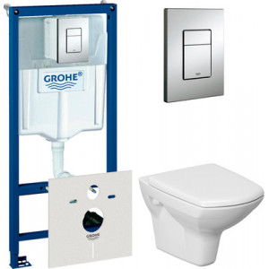 Комплект инсталляция Grohe Rapid SL 38775001 4 в 1 + унитаз Cersanit Carina new clean on (Церсанит)
